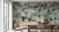 Textured Natural Tile Look wallpaper gray chipped ceramic pieces
