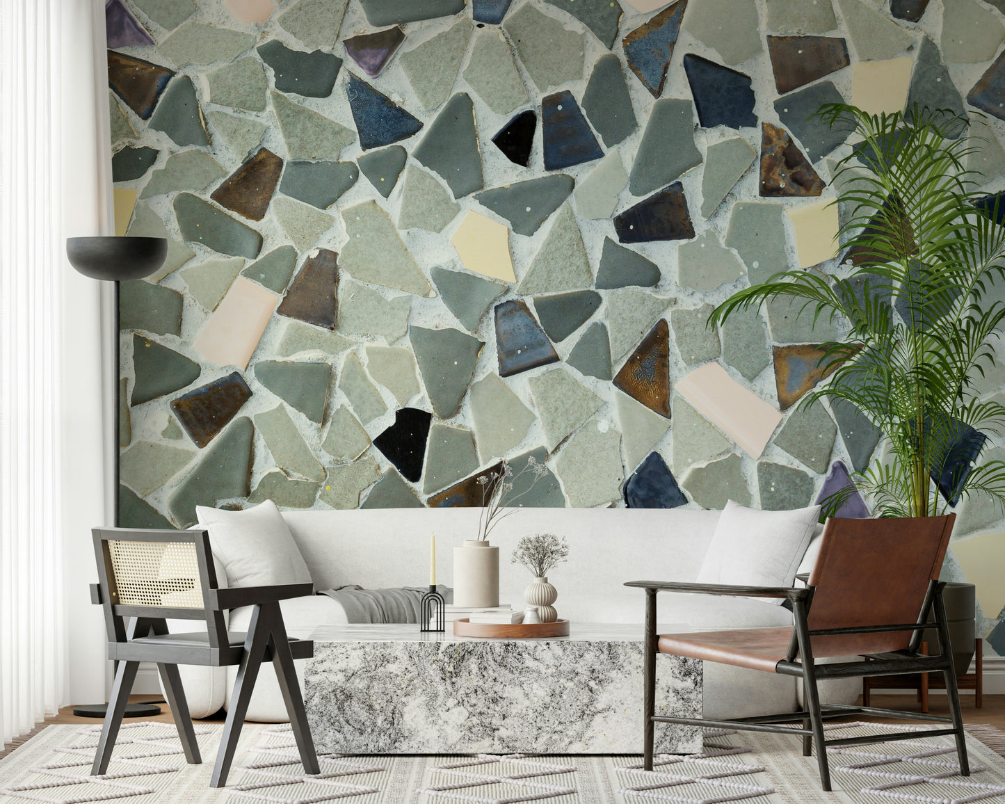 Contemporary Mosaic Fragments mosaic mural random stone patterns
