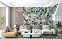 Decorative Mosaic Fragments mural dark blue brown gray tiles