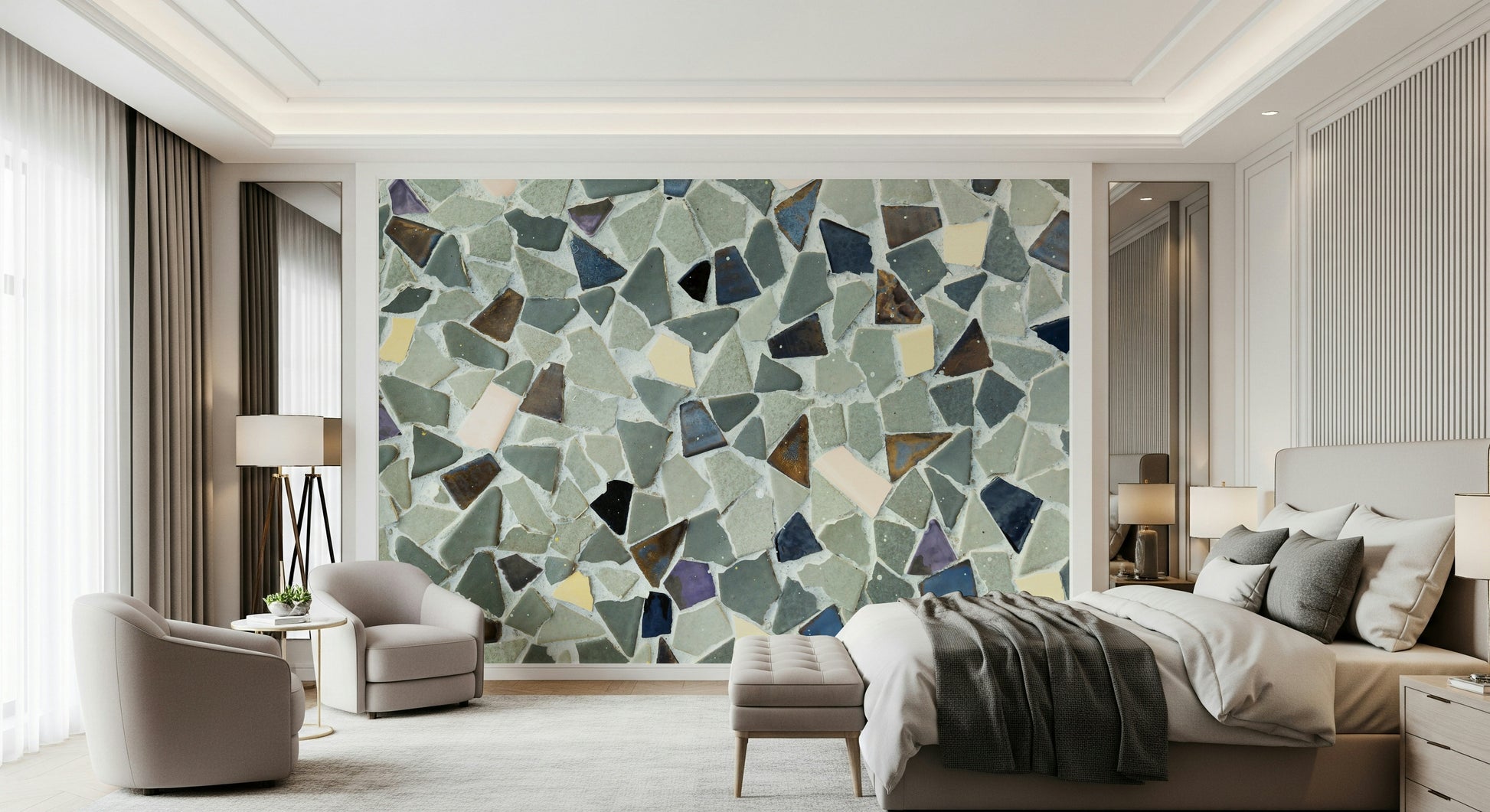 Mosaic Fragments artisan stone mural wall covering decor