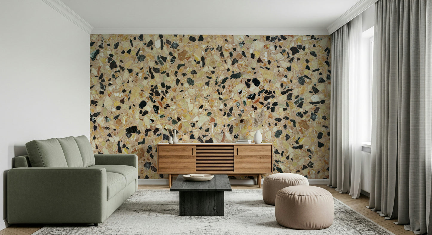 Luxurious Earth Stone fragmented wallpaper, elegant stone aggregate design.