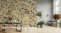 Interior design Earth Stone mosaic mural, detailed aggregate composition.