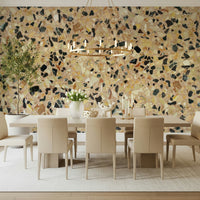 Speckled Earth Stone mural wallpaper, complex mosaic of light and dark fragments.