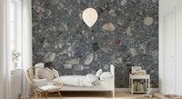 Wallpaper for walls, Pebble Stone design, rustic mineral chips.