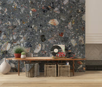 Tile look wallpaper, durable appearance, grey stony background.