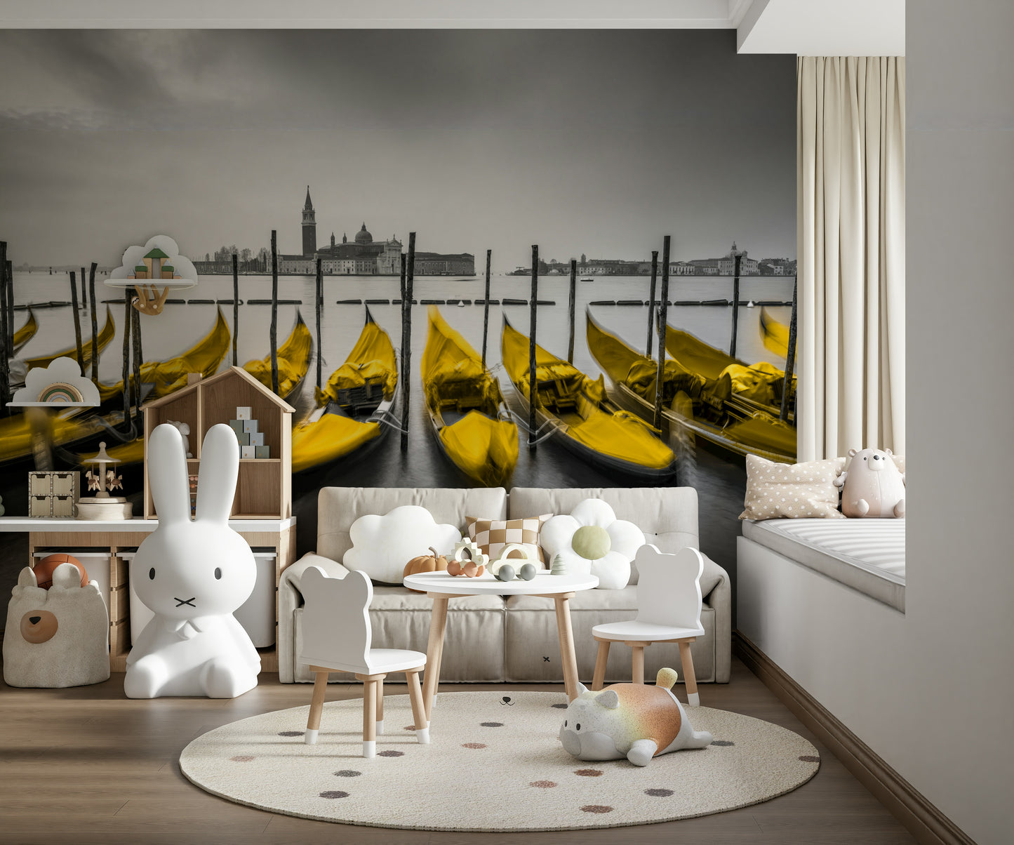 Golden Gondolas: Venice in Contrast Wall Mural