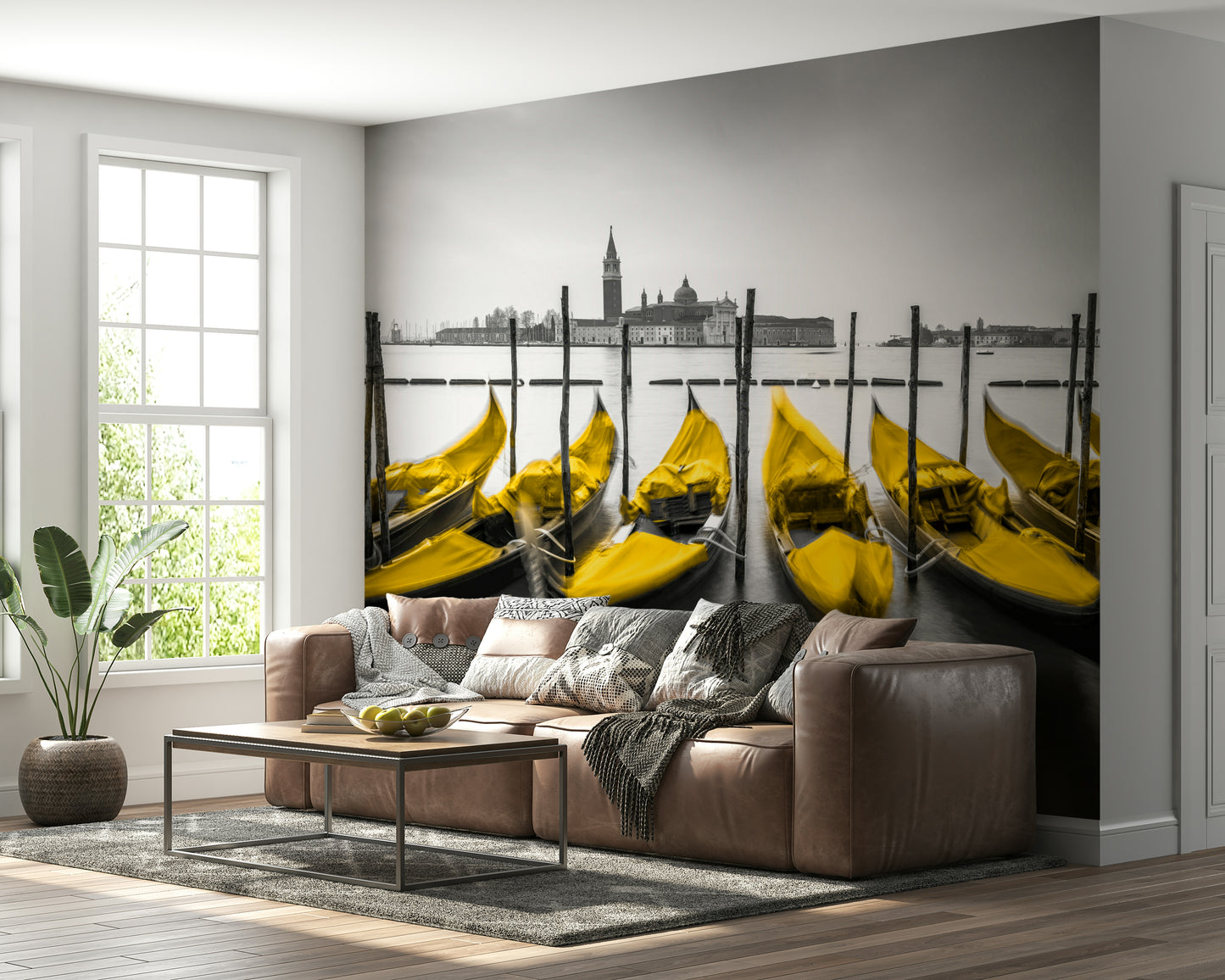 Golden Gondolas: Venice in Contrast Wall Mural