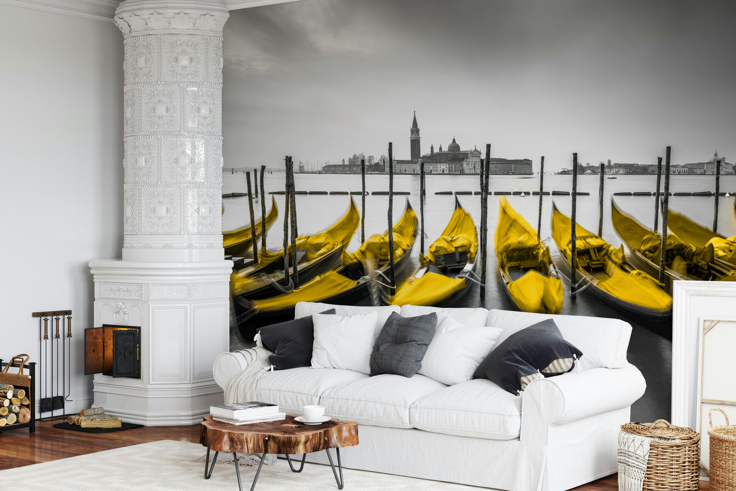 Golden Gondolas: Venice in Contrast Wall Mural