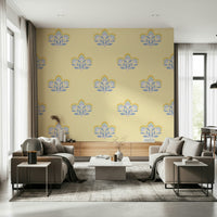 Serene Flora detailed motif mural, traditional style floral artwork.
