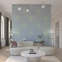 Modern Dreams repeating line wallpaper in soothing mint green.