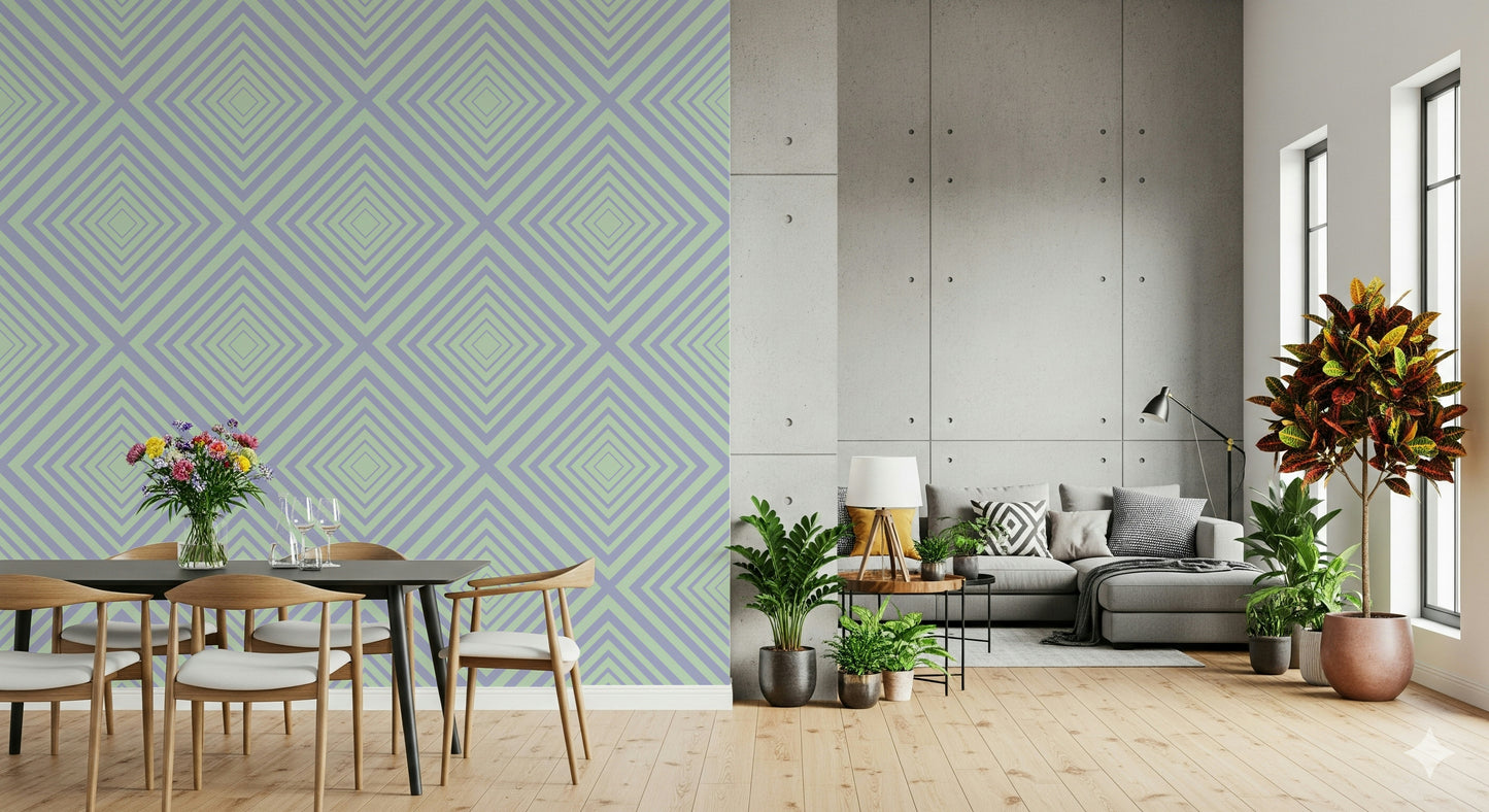 Artistic Dreams stylish nursery wallpaper with converging lines.