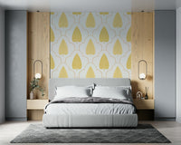 Golden Branch wallpaper with regal, mustard yellow foliage shapes.