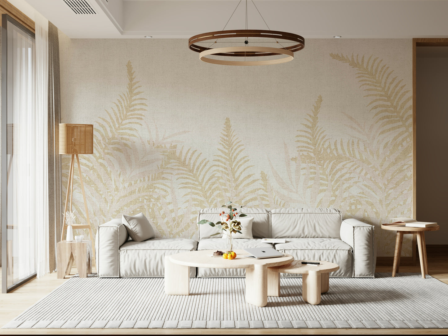 Into The Jungle Perlish wallpaper featuring bleached fern leaves art.