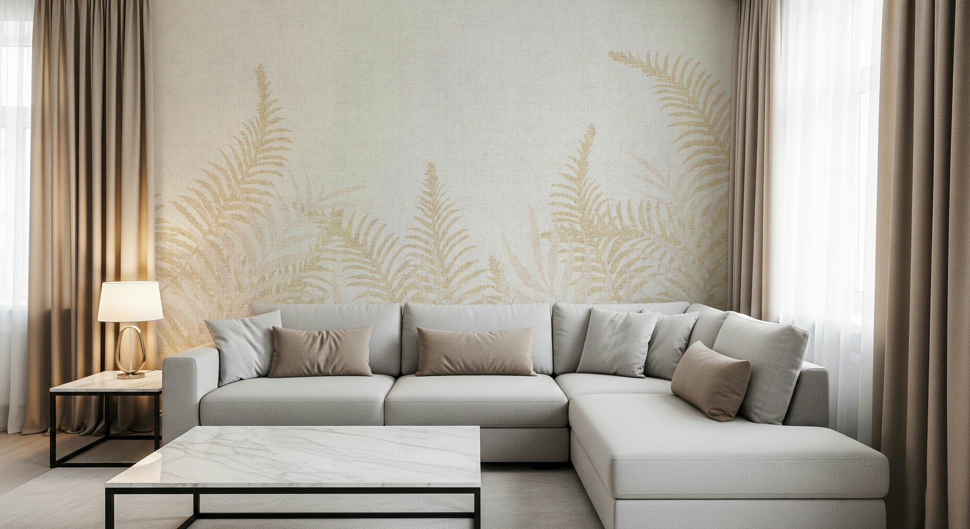 Into The Jungle Perlish wallpaper, blush toned botanical border style.