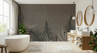 Peaceful Jungle Taupe wall mural, textured linen look design.