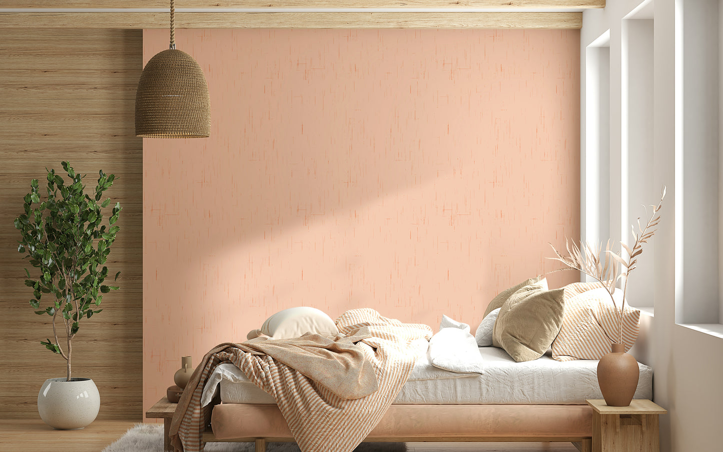Faint Linen Texture Pink mural elegant textured wall decor.