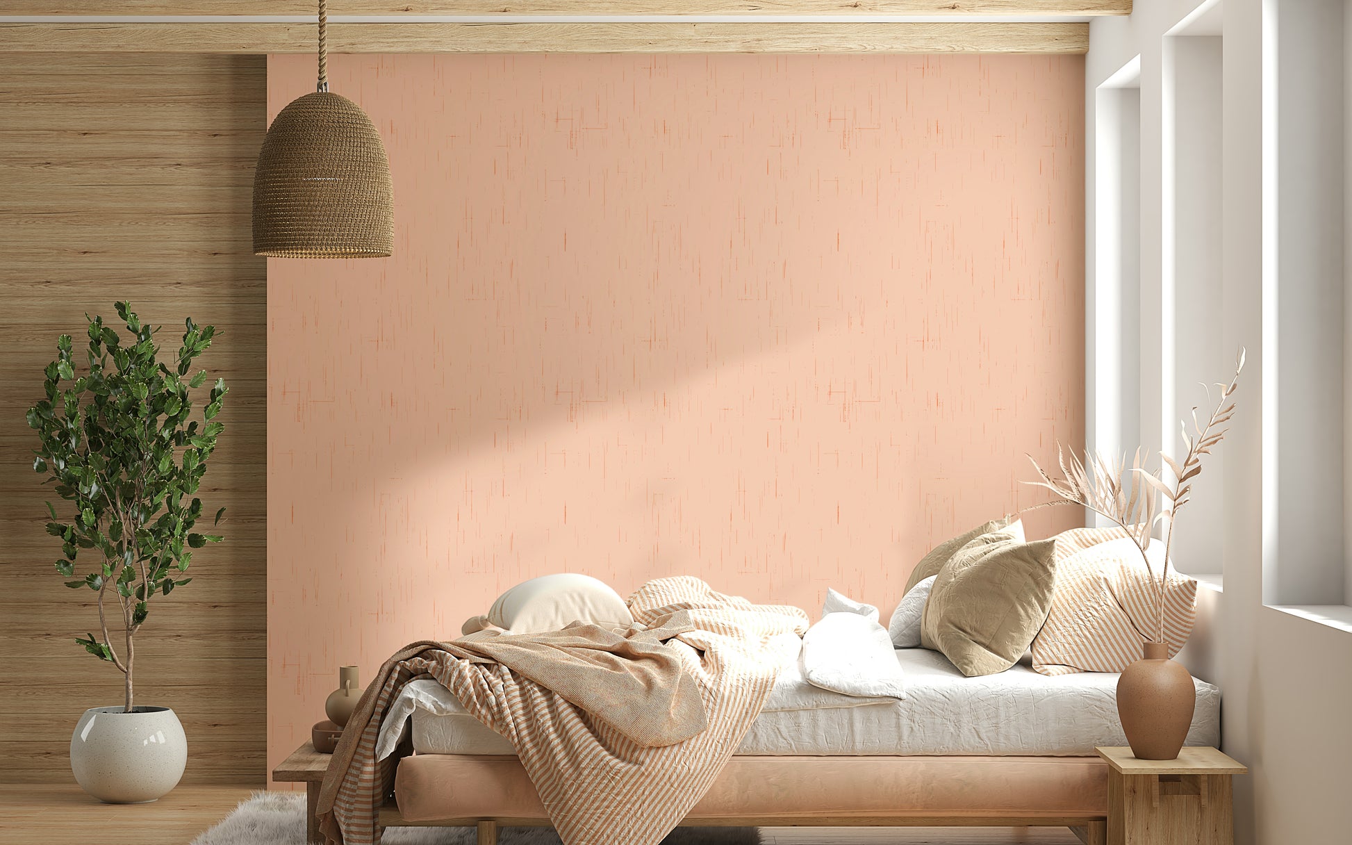 Faint Linen Texture Pink mural elegant textured wall decor.