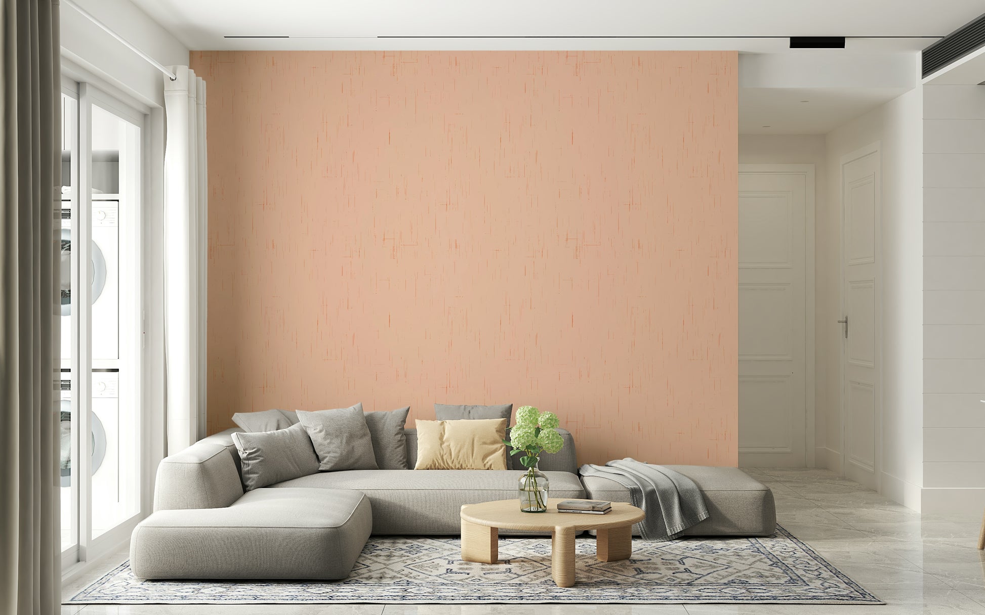 Soft Pink Linen Texture wall mural subtle weathered look.