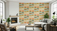 Eclectic Stacked Blocks wallpaper distinctive vintage vibe apartment style.