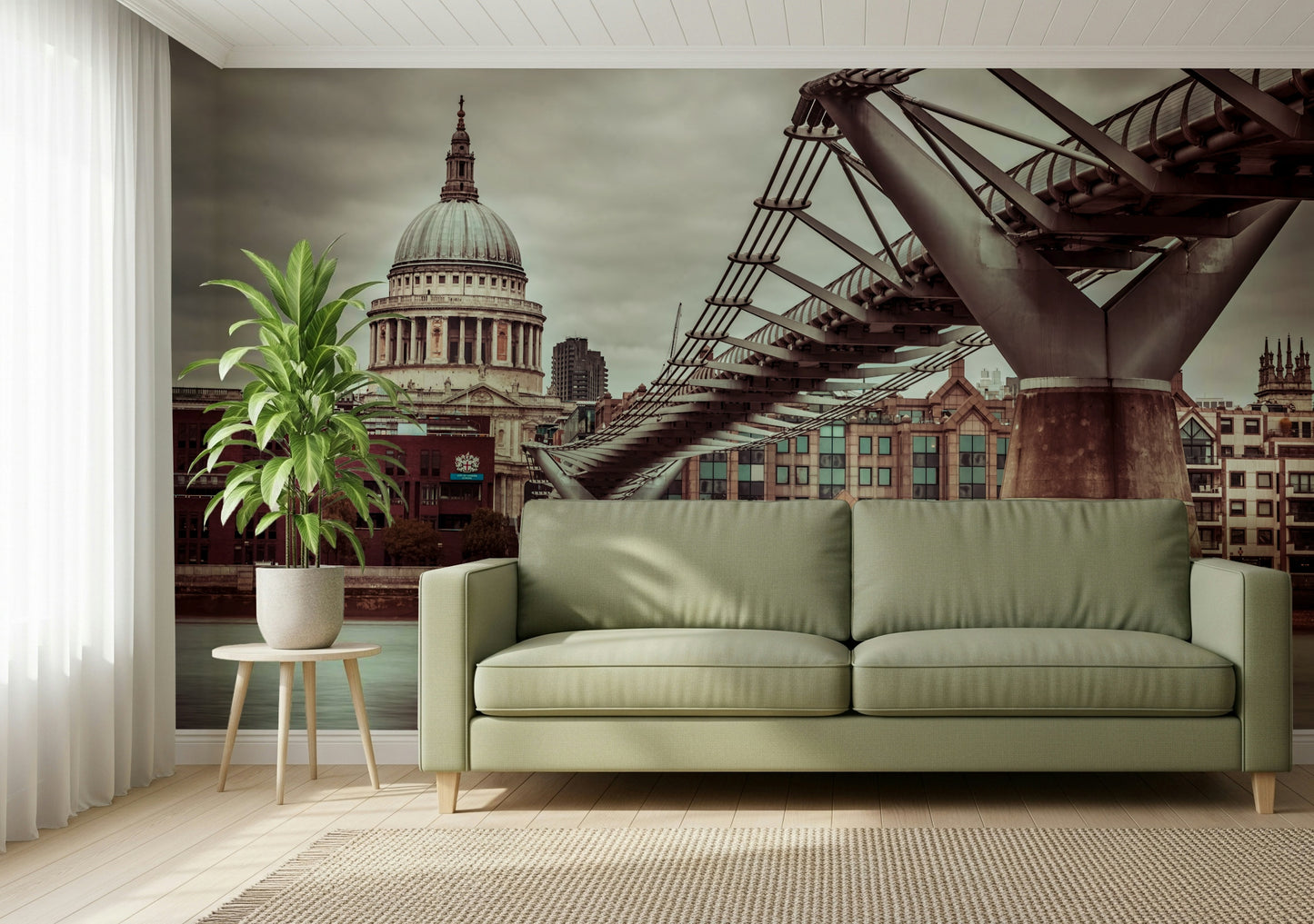 Cinematic grayscale wallpaper, contrasting old and new buildings, London.