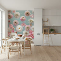 Graceful Dahlia Dance wallpaper, subtle color gradation, lovely design.