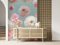 Dreamy petals wallpaper for walls, pastel shades, light and airy feel.