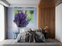 Vivid lavender color wallpaper, minimalist style, indoor floral picture.