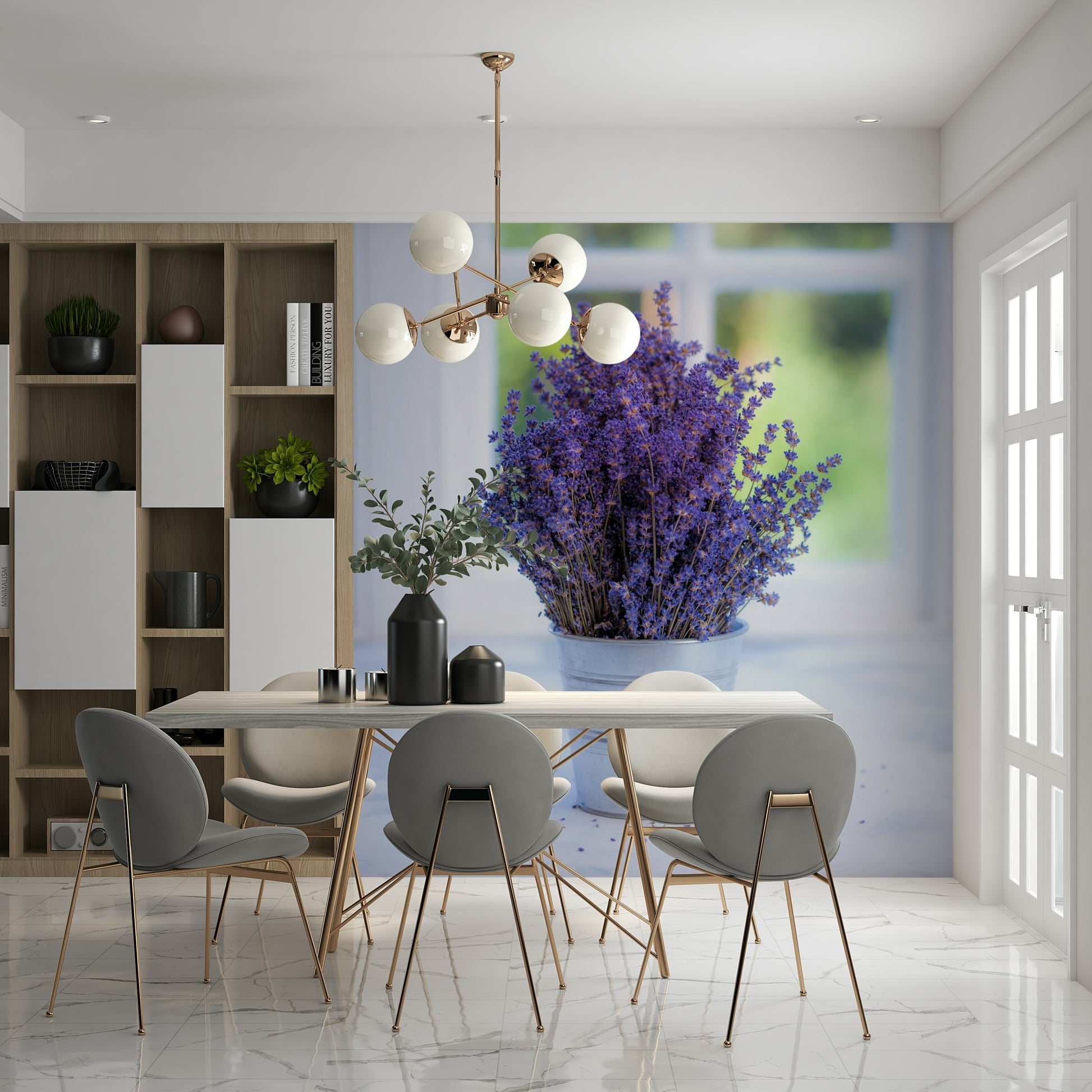 Elegant Lavender in a Vase product, beautiful purple blossoms, botanical wallpaper.