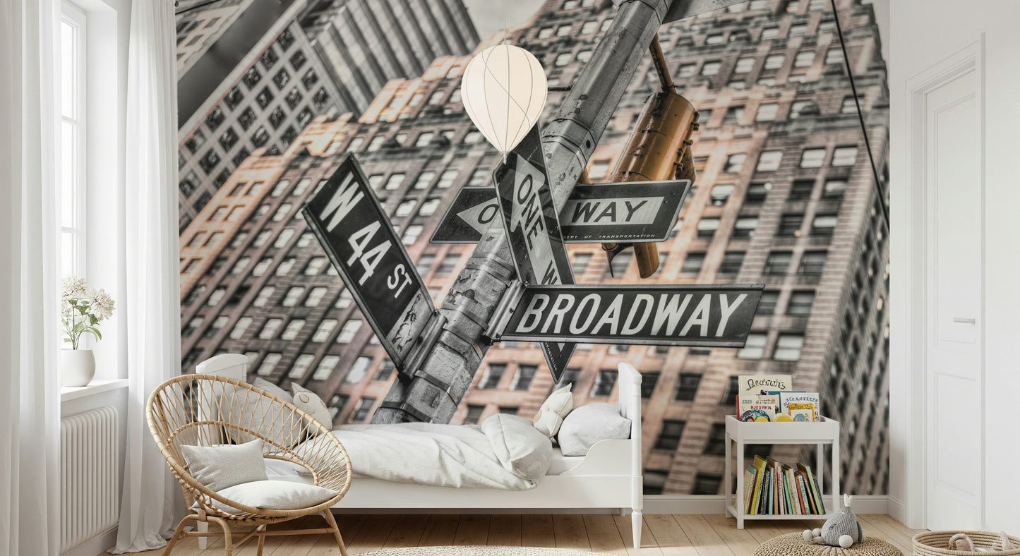 Famous Broadway corner photography urban life wall mural.