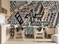 Graphic W 44 St sign Crossroads commercial building wallpaper.