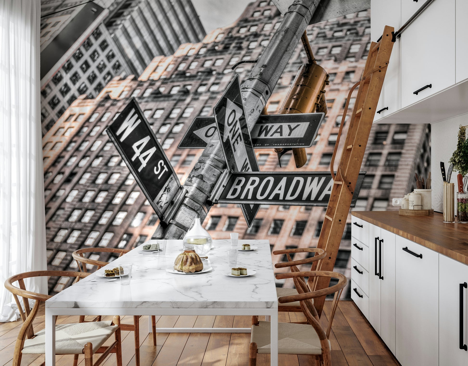 Times Square area street pole Crossroads photo wallpaper.