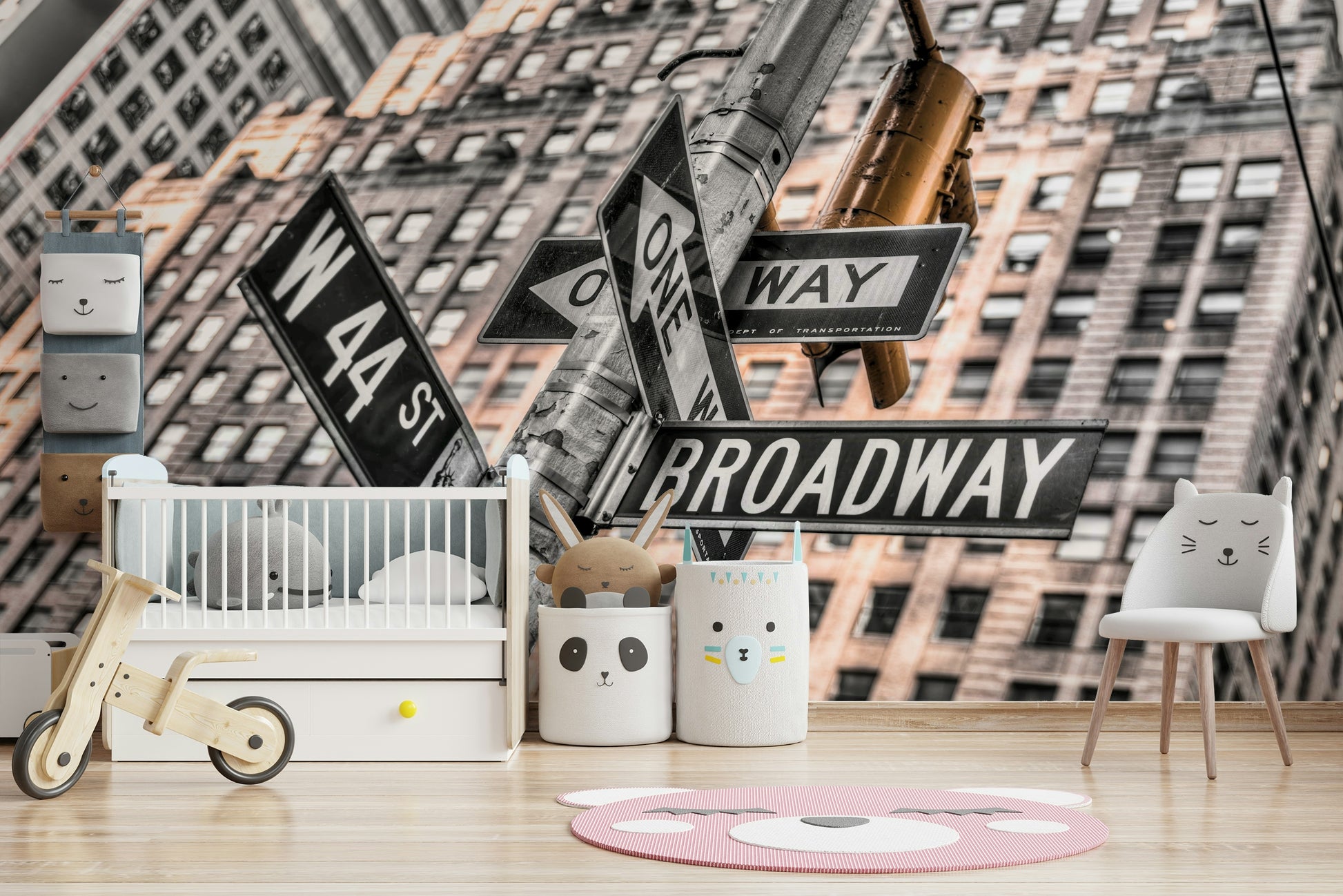 Uptown street sign cluster Manhattan vertical wallpaper.