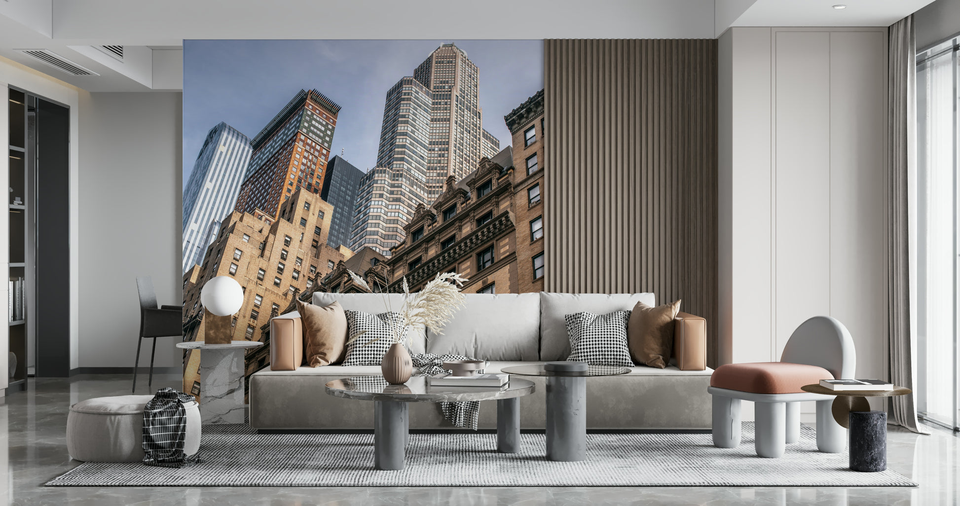 Picture of tall New York towers for interior accent wallpaper.