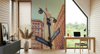 Majesty of the Empire State wallpaper print, detailed street lamp mural.