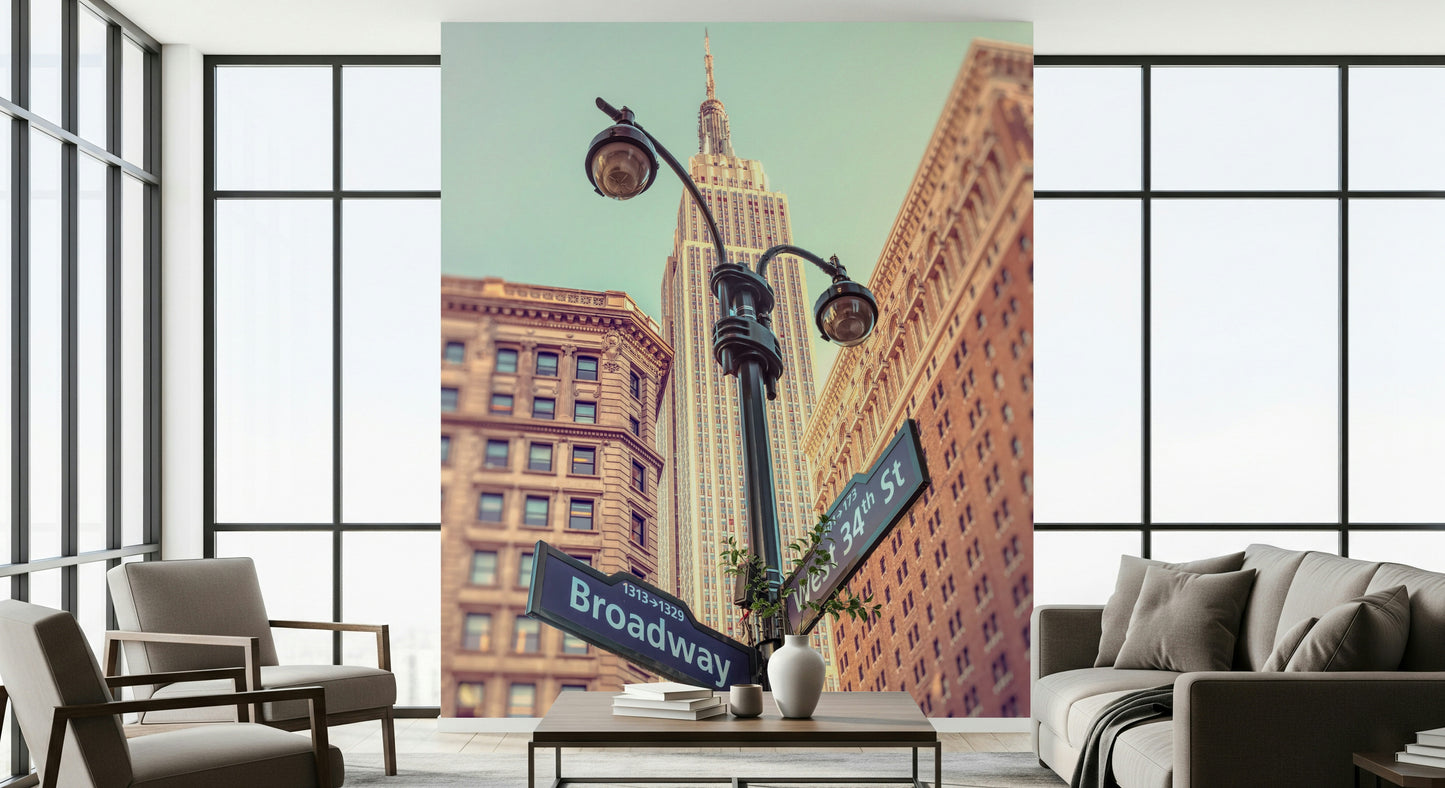 Majesty of Manhattan towers wallpaper, bold architectural focus mural.