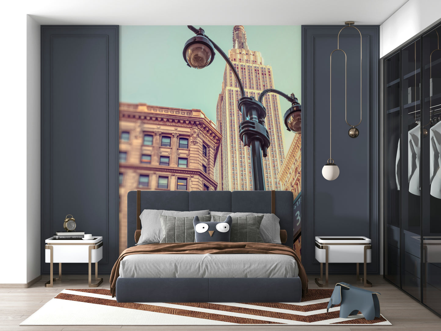 Historic buildings, famous street corner mural, unique Empire wallpaper.