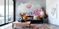 Silken pointe shoes pink tutu gorgeous flower mural.