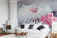 Elegant satin ribbons roses Graceful Ballet wallpaper.