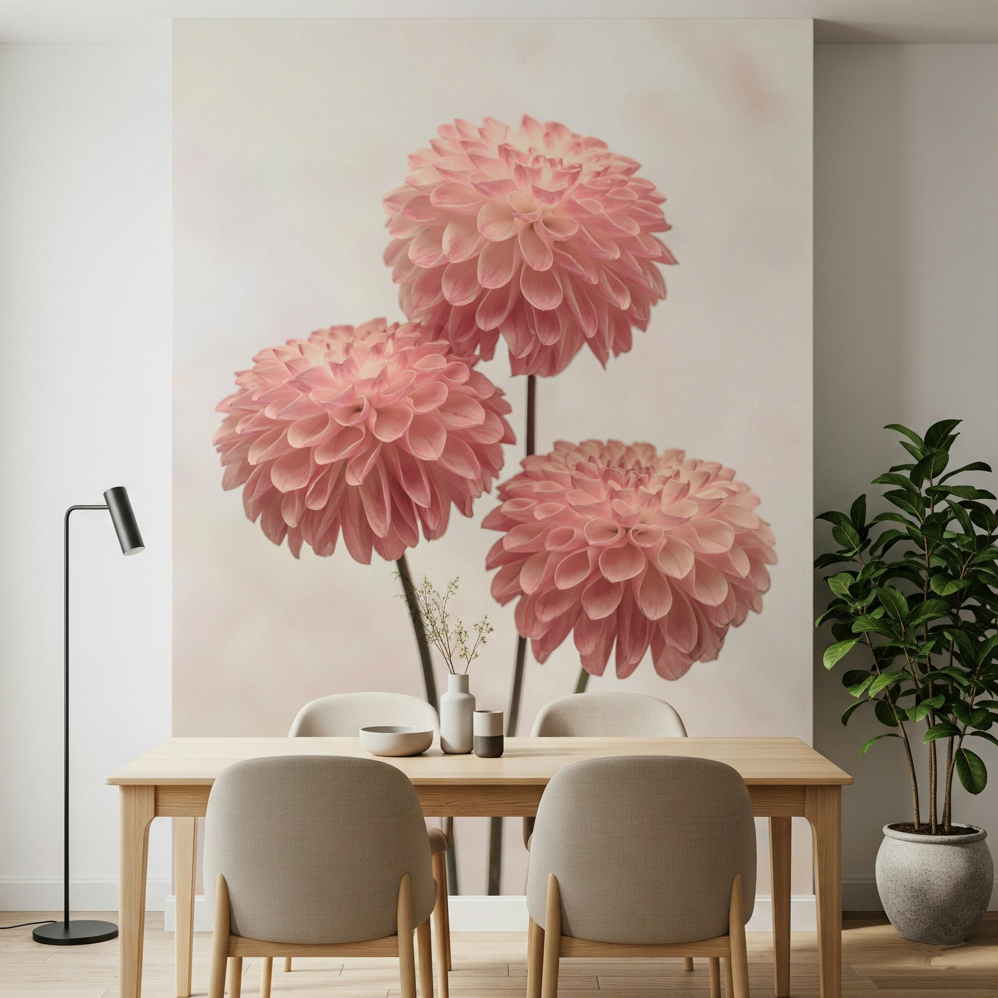 Subtle pink flower mural, exquisite natural beauty.
