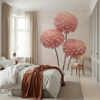 Gentle Elegant Contrasts wall covering, charming botanical art.