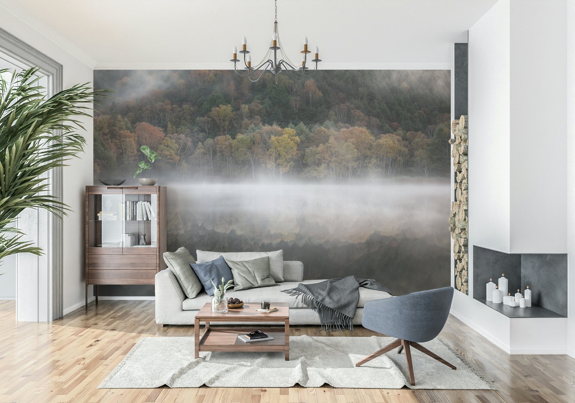 Majestic mountain view, Edge Woodland stunning nature tapestry.