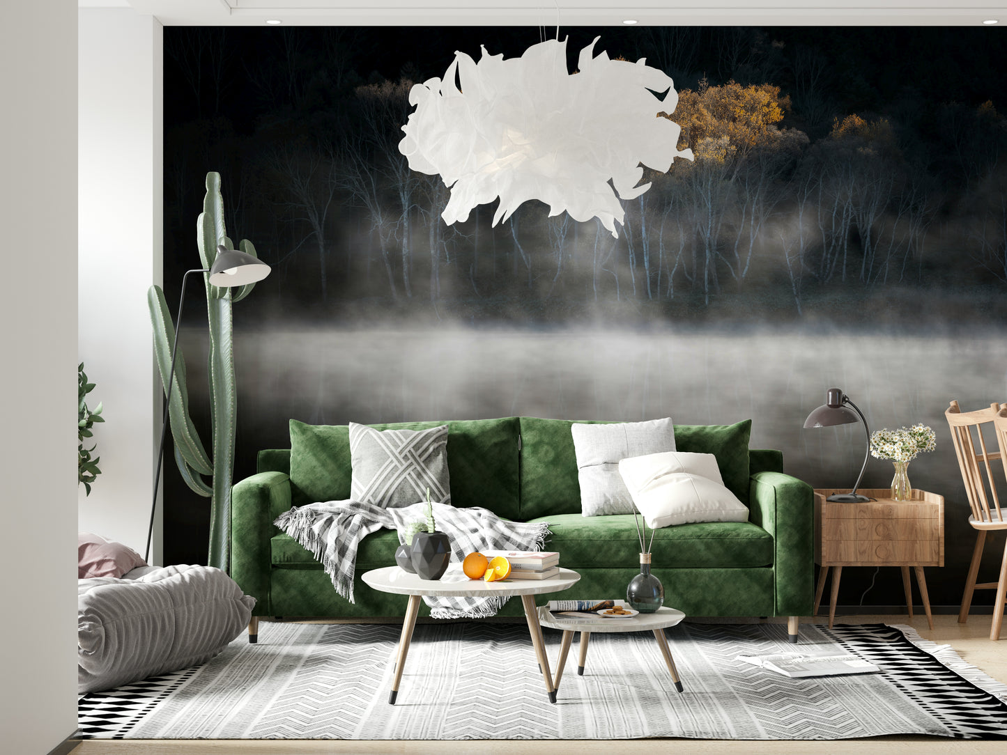 Tranquil landscape photography visual Mist and Light Woodland unique wall decor.