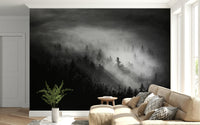 Eerie light through heavy fog Foggy Forest Woodland artistic wall art.