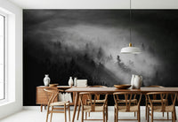 Powerful moody forest landscape Foggy Forest Woodland wall mural graphic.