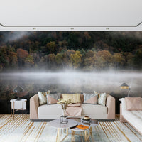 Captivating nature's beauty mirror Enchanted Woodland Mist Reflection interior mural.