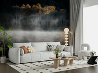 Calm still water reflections Golden Woodland Solitude home decor mural.