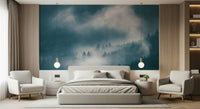 Enchanting scenic forest mist sentinel wall mural.