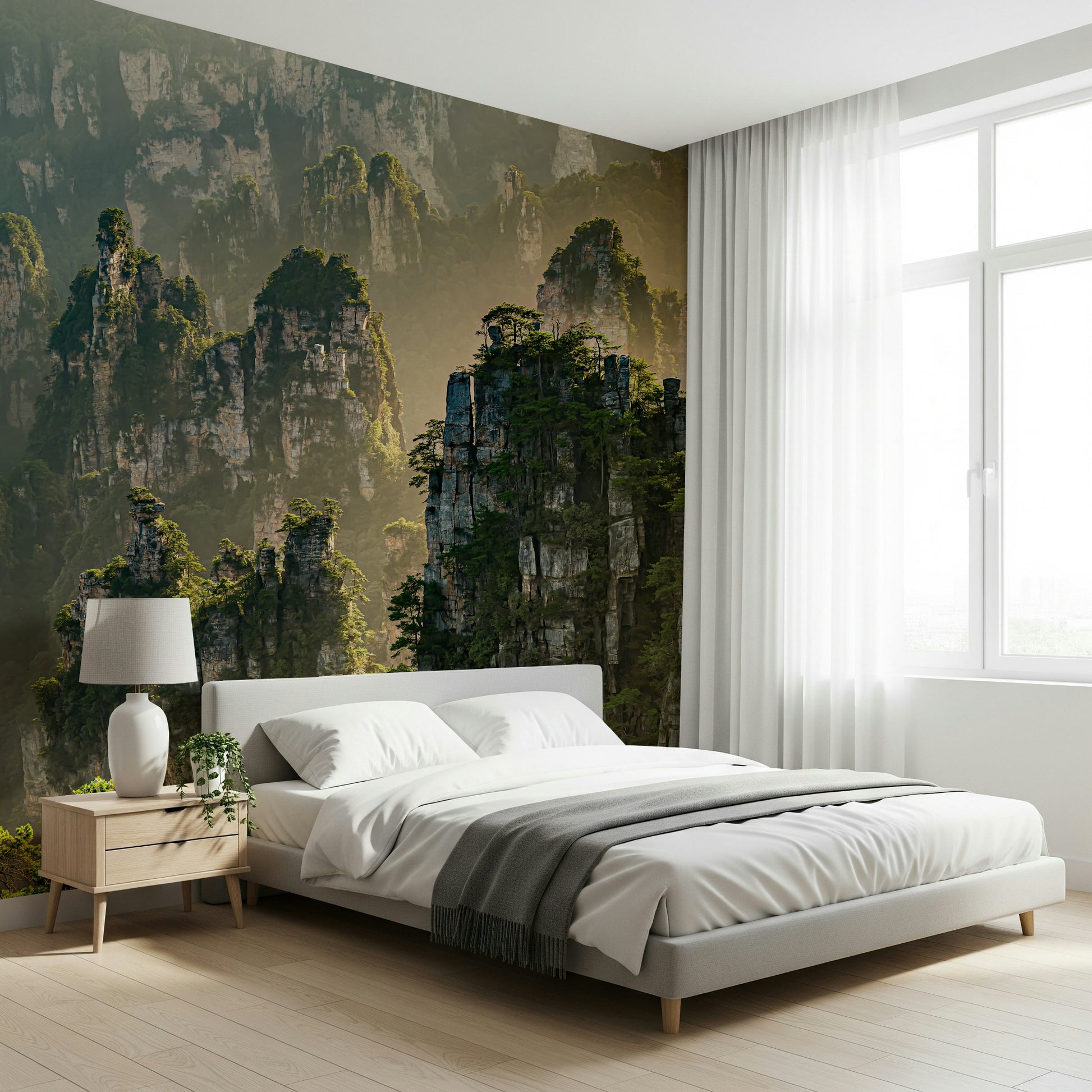 Ethereal Floating Peaks mural showing a magical, glorious landscape.