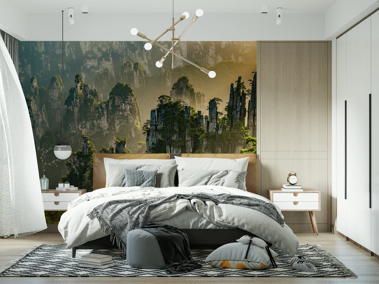 Heavenly Peaks mural named Floating Woodland, a stunning natural wonder.