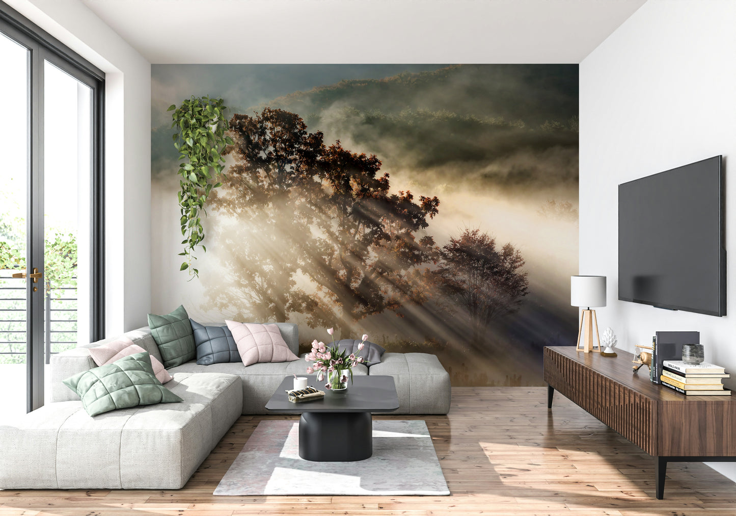 Breathtaking Woodland Glory wall mural for a majestic feature.